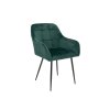 Tmavě zelené jídelní křeslo LOREN VELVET s černými nohami