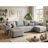 Ausziehbares U-Form Sofa LIVARO 305x140 cm, hellgrau
