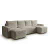 Ausziehbares U-Form Sofa SMART BOUCLE 303x143 cm, graubeige