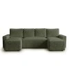 U-förmiges Schlafsofa SMART BOUCLE 303x143 cm, dunkelgrün