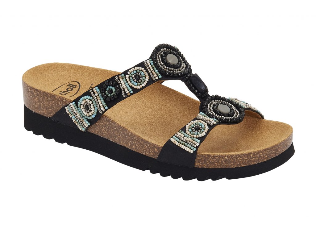 Scholl NEW BOGOTA' WEDGE - dámské pantofle barva černá (Velikost 37)