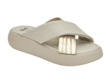Scholl BOCA CROSS - dámské pantofle na zvýšené platformě barva platinová (Velikost 40)