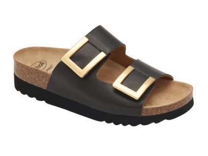 Scholl MONTEREY 2 STRAPS - dámské zdravotní pantofle barva černá (Velikost 38)