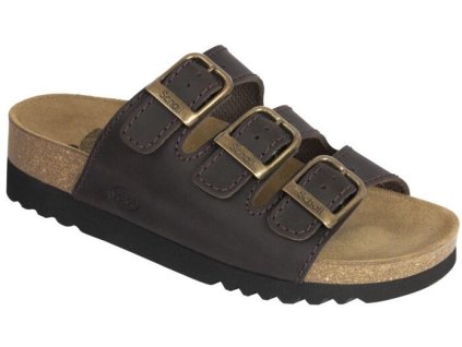 Scholl RIO WEDGE AD - dámské zdravotní pantofle barva tmavě hnědá (Velikost 37)