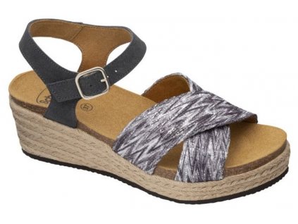 Scholl SEVILLA SANDAL - dámské sandále na klínku barva šedá multi (Velikost 41)