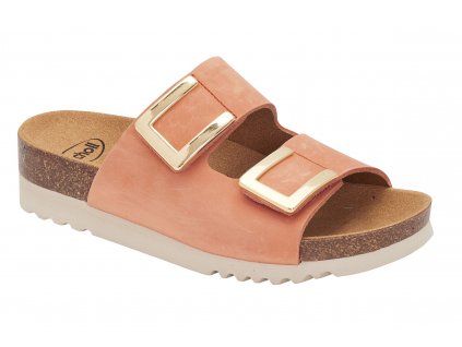 Scholl MONTEREY 2 STRAPS - dámské zdravotní pantofle barva lososová (Velikost 42)
