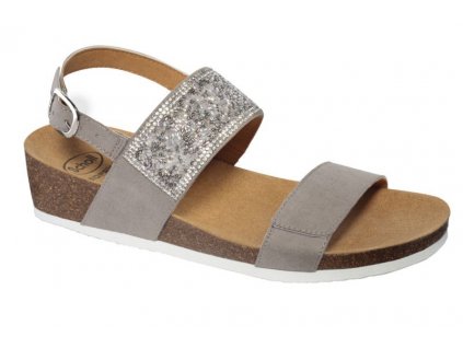 Scholl CECILIA  MicroStrass - dámské zdravotní sandále barva šedá (Velikost 36)