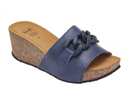 Scholl RAVELLO HIGH WEDGE - dámské  pantofle barva námořnická modř (Velikost 38)