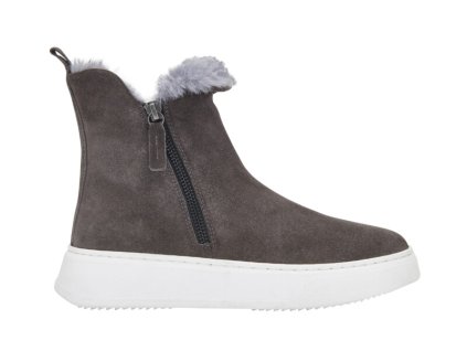 Scholl BROKLYN BOOTIE FUR - dámská zdravotní obuv barva tmavě šedá (Velikost 40)