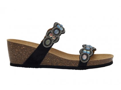 Scholl ORTIGA - dámské zdravotní pantofle na klínku s kameny barva černá (Velikost 36)