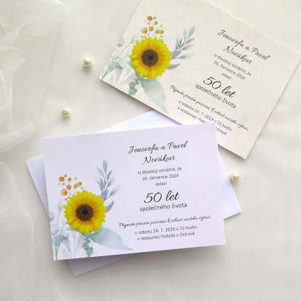 oznameni k vyroci svatby v030 slunecnice s listy
