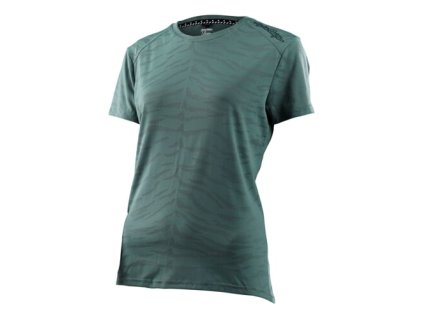 TLD DÁMSKÝ DRES S KRÁTKÝM RUKÁVEM LILIUM TIGER JACQUARD STEEL GREEN XS (Veľkosť XS)