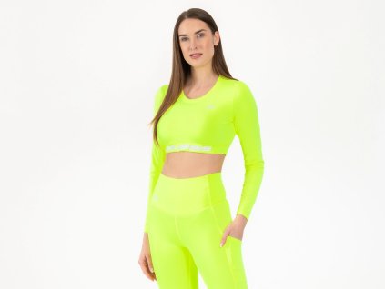 Crussis Crop Top dámsky dlhý rukáv reflexná žltá farba (Veľkosť XS)