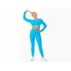 Crussis Crop Top dámsky dlhý rukáv tyrkysová farba (Veľkosť XS)