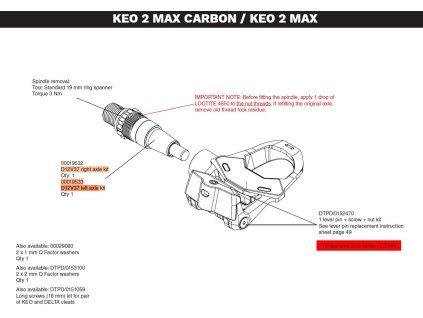 LOOK Keo 2 Max D12V37 Ersatzachse - Rechte Achse