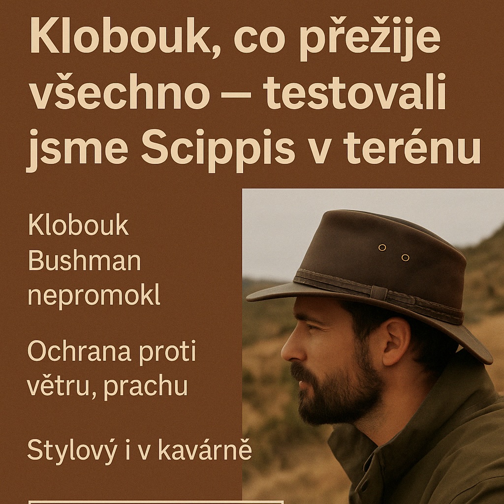 🌿 Článek 2: Klobouk, co přežije všechno – testovali jsme Scippis v terénu