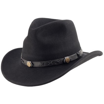 Australský černý klobouk vlněný - MACKAY (Velikost 61 cm (XL))