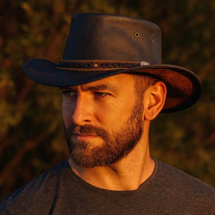 Scippis australský klobouk z klokaní kůže Kangaroo Sundowner – černý