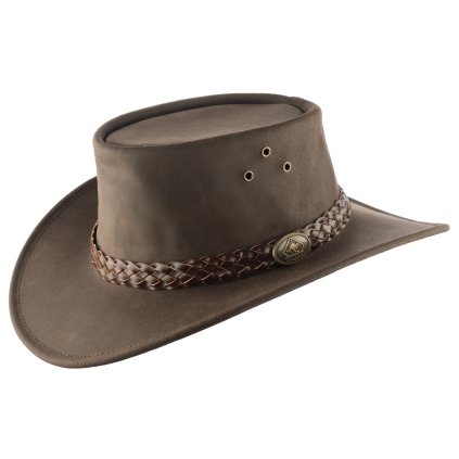 Australský klobouk hnědý kožený - WALLAROO (Velikost 61 cm (XL))