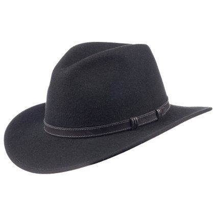 Australský černý klobouk vlněný - STAMFORD (Velikost 61 cm (XL))
