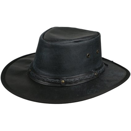 Australský černý klobouk kožený - SPRINGBROOK (Velikost 63 cm (XXL))