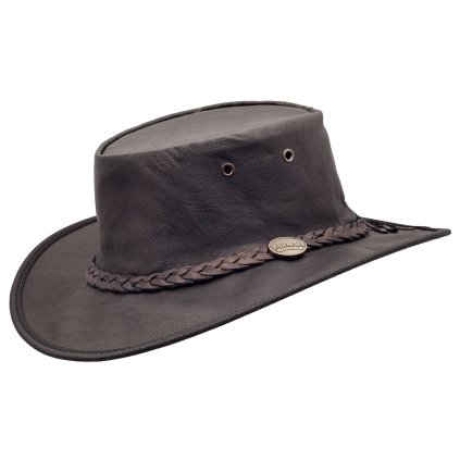 Australský hnědý klobouk kožený z klokaní kůže (skládací) -  SQUASHY SUNDOWNER KANGAROO (Velikost 63 cm (XXL))