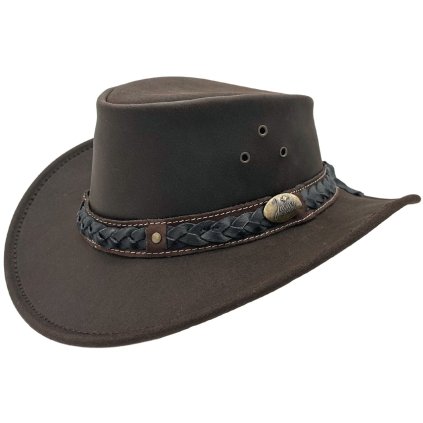 Hnědý kožený klobouk - Bush Tucker Jacaru (Velikost 63/64cm (XXL))