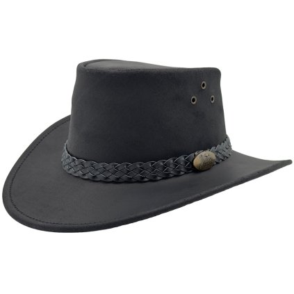 Černý kožený klobouk - Wallaroo Oil Jacaru (Velikost 63/64cm (XXL))