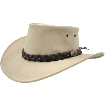 Australský béžový klobouk kožený z klokaní kůže - Jacaru (Velikost 63/64cm (XXL))