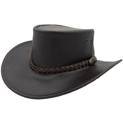 Hnědý australský kožený klobouk - Swagman Jacaru (Velikost 63/64cm (XXL))