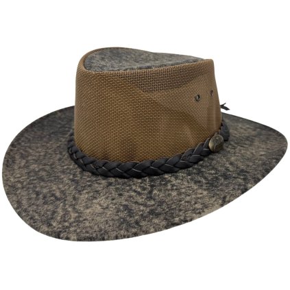 Jacaru Dingo Koolaroo – letní australský klobouk s koženou krempou a prodyšnou korunou (Velikost 63/64cm (XXL))