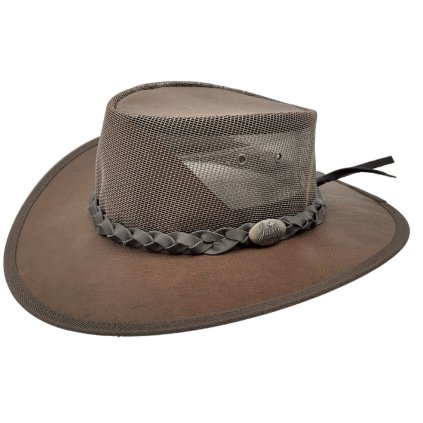 Jacaru Roo Koolaroo hnědý – skládací klobouk z klokaní kůže s prodyšnou korunou (Velikost 63/64cm (XXL))