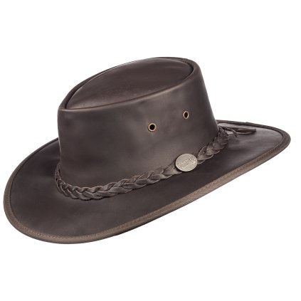 Australský tmavohnědý klobouk kožený (skládací) -  SQUASHY FULLGRAIN (Velikost 63 cm (XXL))