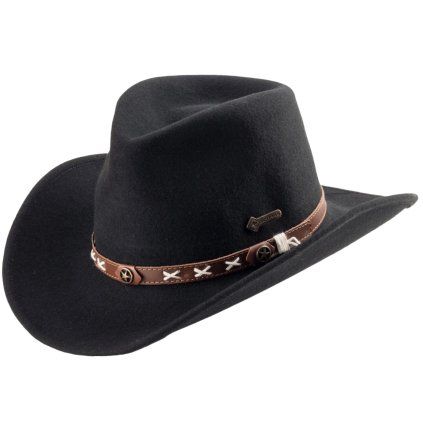 Australský černý klobouk vlněný - SMOKEY (Velikost 61 cm (XL))