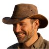 Australský klobouk kožený - hnědý kožený klobouk SCIPPIS Irving (Velikost 61 cm (XL))