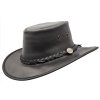 Australský černý klobouk kožený (skládací) -  SQUASHY FULLGRAIN (Velikost 63 cm (XXL))