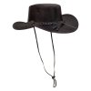Australský kožený klobouk Ironbark – hnědý s pleteným páskem a šňůrkou (Velikost 61 cm (XL))