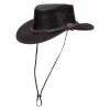 Australský kožený klobouk Ironbark – hnědý s pleteným páskem a šňůrkou (Velikost 61 cm (XL))