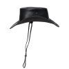Australský kožený klobouk Ironbark – černý s pleteným páskem a šňůrkou (Velikost 61 cm (XL))
