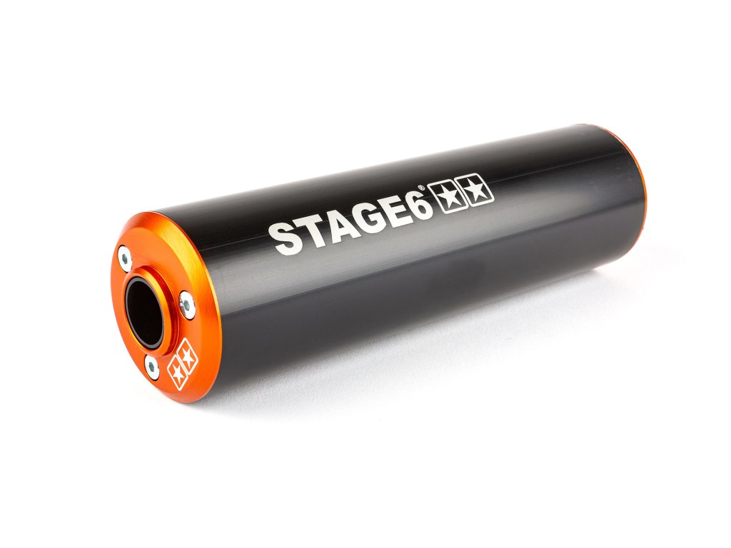 332448 koncovka vyfuku stage6 50 80ccm prava strana oranzovo cerna