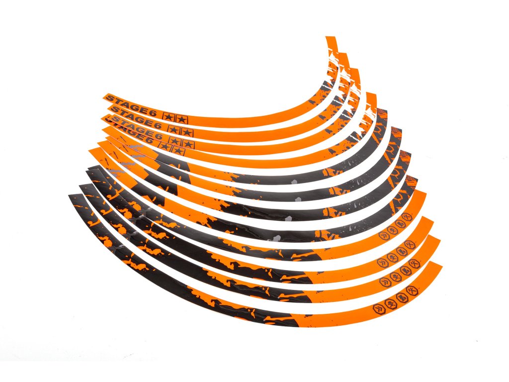 Samolepky na ráfky 17" Stage6 oranžovo - černá