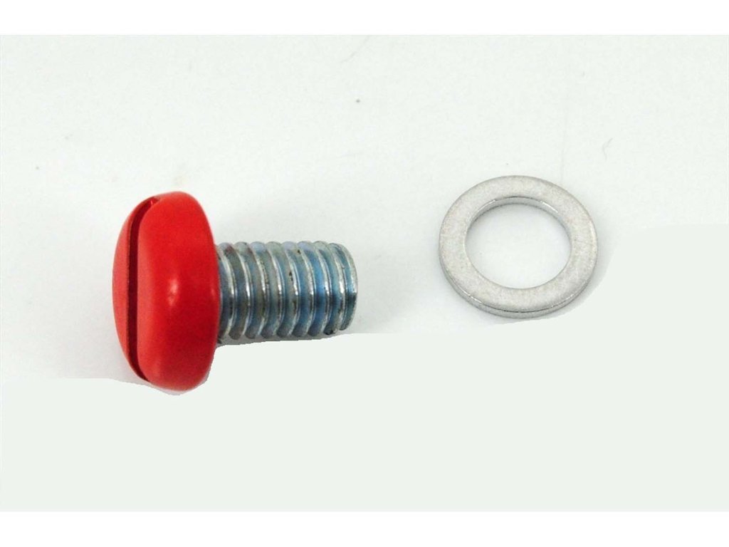 Oil level screw red with sealing washer aluminum for Zündapp, Bergsteiger Type 434, Super Combinette, Sport R 50, C GTS, CS, KS, CX, ZD