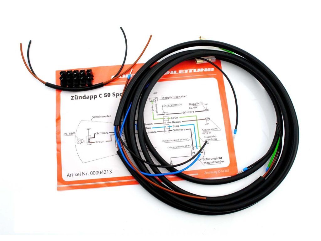 Wiring harness Goebel with wiring diagram for Zündapp, C 50 Sport Type 517