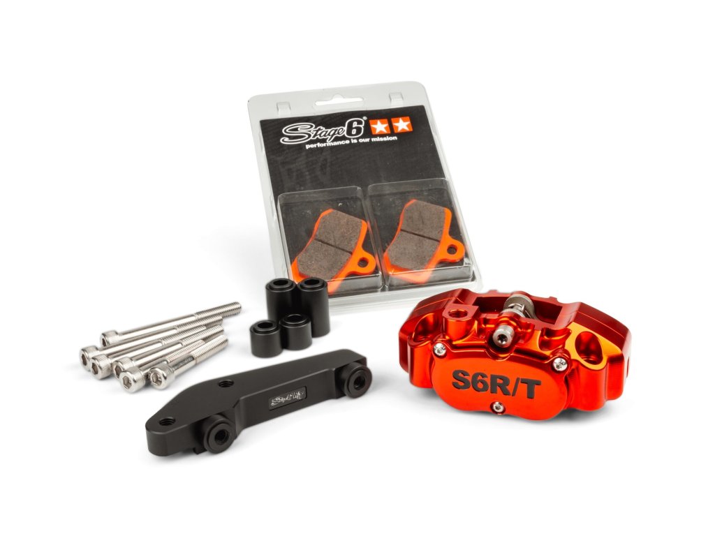Brzdič 4-pístkový s adaptérem Brembo Stage6 R/T oranžová