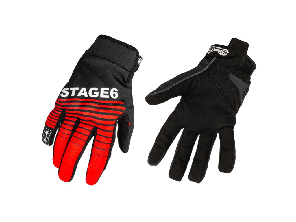 Motocyklové rukavice Stage6 Street Pure červená / černá S
