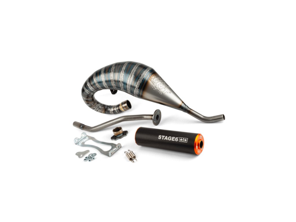 Výfuk Stage6 R/T 70 - 80 high-mount Derbi černá / oranžová