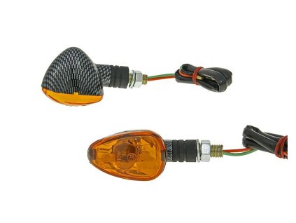 Sada blinkrů M10 Carbon-Look Doozy oranžové, krátký