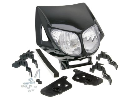 236694 predni maska s dvojitym svetlem enduro cerna