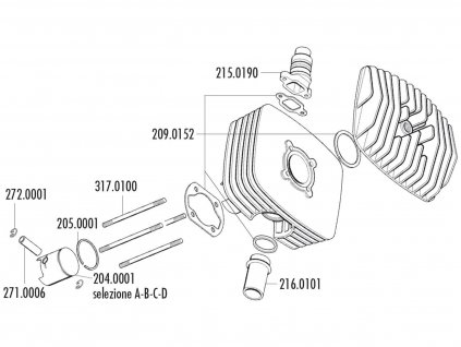 317.0100 - Šteft válce Polini M7x125mm, Fantic Motor Regolarita 50, Minarelli P4-P6