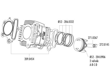 241782 pistni sada polini 107ccm 52mm b polini minicross minimotard 110 xp4t s 2v hlavou